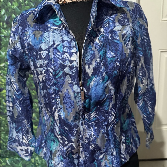 Blue Patterned Women's Top mp49 - Picture 1 of 3